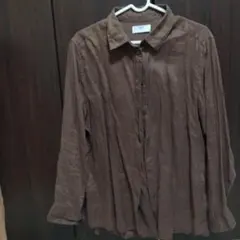 【サボテン様専用】UNIQLO プレミアムリネンシャツ　ブラウン レディースXL