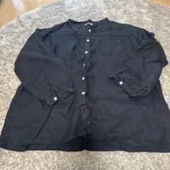 ネイビー リネン 七分袖 ボタンアップシャツ XL - メルカリ
