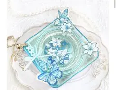 G.triGer アクリル缶バッジケース　レースアップ　ライトブルー　水色