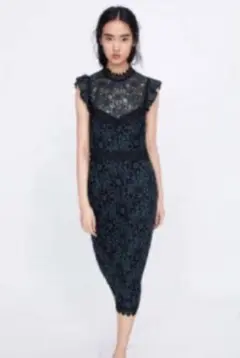 ZARA ノースリーブ 総 レース  ロング　ワンピース　S