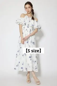 イエローフラワーオフショルブラウス スカート manielle 二点セット 