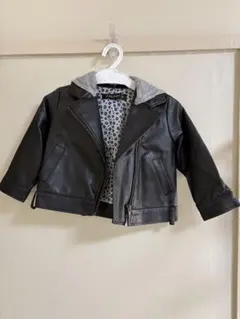 値下げ済フード付きライダースジャケット黒90cm