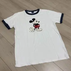 ディズニー ミッキーマウス リンガーTシャツ 白×グレー Mサイズ 古着のサムネイル