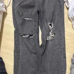 ダメージデニムパンツ ダークグレー