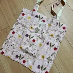花柄トートバッグ ピンク サブバック 通勤 通学　エコバッグ　花柄