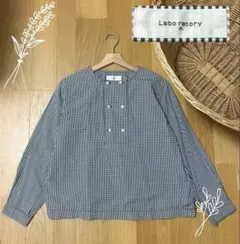 【美品】laboratory ラボレイトリー　ギンガムチェック　コットンシャツのサムネイル
