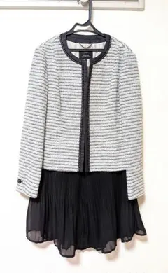 23区 ツイードノーカラージャケット avv プリーツスカート スーツ LL