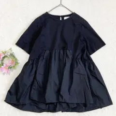 【OPAQUE.CLIP】 シルク調 ペプラム Aライン カットソー 異素材 M