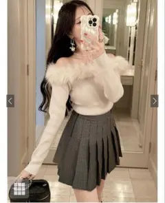 GRL ファーオフショルダーニットトップス an1271