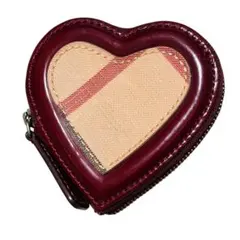 美品 バーバリー ハート型 コインケース ノバチェック 小銭入れ 財布