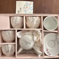 値下げ新品　未使用　深川製磁 茶器　5客セット　急須　紅白梅 廃盤　茶器 希少