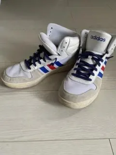 adidas ハイカットスニーカー ホワイト/ネイビー/レッド