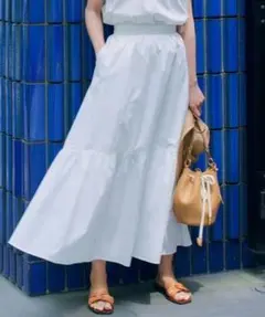 23区　ハイカウントウェザーストレッチ ティアード スカート