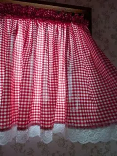 カフェカーテン♡ギンガムチェック♡赤♡70✕134