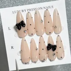 24①【サイズオーダー】ネイルチップ　ワンホン　フレンチガーリー　量産　ちゅるん