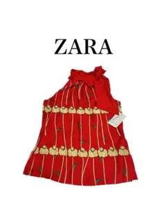 ZARA ザラ シルク ブラウス ホルターネック スカーフ柄