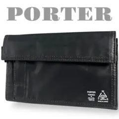 美品　ポーター　折り財布　黒　ブラック　ナイロン　三つ折り　多収納