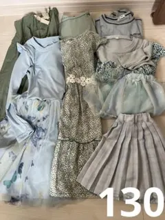 女の子 子供服 まとめ売り 130cm ワンピース スカート トップス 8点