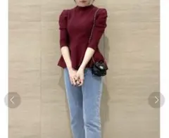 snidel Sustainableペプラムニットプルオーバー