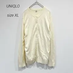 ユニクロ UNIQLO クルーネック長袖カーディガン 黄色 XL 春 無地