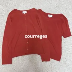 美品　courreges レッド　アンサンブル　カーディガン　ロゴ　ニット　40のサムネイル