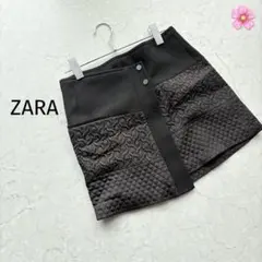 ZARA ミニスカート　巻きスカート　ブラック　ボタン付