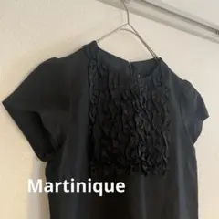 Martinique ミニワンピース　フリル　コットンリネン　ブラックのサムネイル