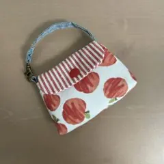 バッグ型　ミニポーチ　　りんご柄