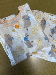 コンビミニガーゼパジャマ クマと蜂柄 コットン110