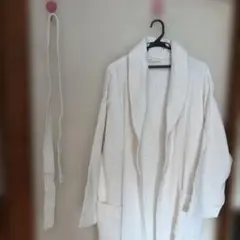 ホワイト バスローブ タオル地 ルームウェア