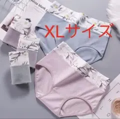 花柄XLサイズレディースショーツ高通気性と伸縮性 深ばきお腹まで包む4枚セット