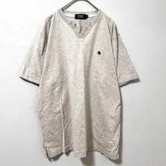◉POLO　スキッパー襟半袖Tシャツ　LL　ライトグレー　ワンポイント刺繍 馬のサムネイル