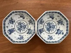 たち吉　橘吉　皿　レトロ　食器　ペア　セット　小さいおじさん柄　美品　八角　開運のサムネイル