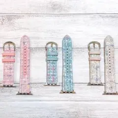 AppleWatch SE 40 41mm ツイード ホワイト ベルト 革バンド