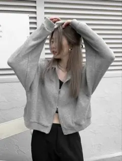 《即購入可》SHEIN / OJOK グレー ダブルジップパーカー