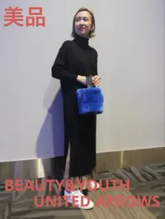 美品 BY∴ タートルネックマキシ丈ニットワンピース ウォッシャブル ブラック