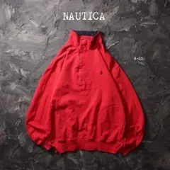 90’s NAUTICA トレーナー ハーフジップ　旧タグ　刺繍　レッド
