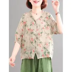 プリント ゆったり プリント 大きいサイズ 薄手I ブラウス レディース