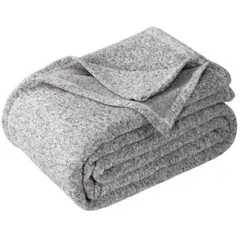 リバーシブル ニット毛布 グレー