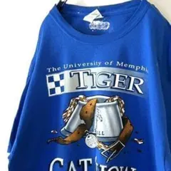 ギルダン タイガー キャット CHOW Tシャツ L ブルー 青 古着