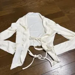 Dazy ホワイトリブ編みカーディガン