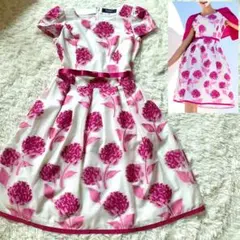 美品✨カタログ掲載 エムズグレイシー ジャガード ピンクドレス ワンピース