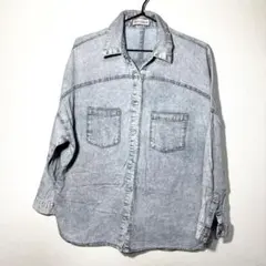 トップス 薄いデニムシャツ《L》 秋冬