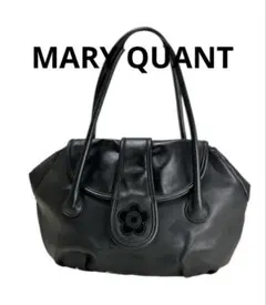 美品 マリークワント　トートバッグ　フラワー　肩掛け　レザー　黒 ボストン 大