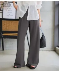 神戸レタス 錯覚美脚ストレッチワイドパンツ[M4251]チャコール L