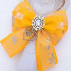 キンブレリボン ペンライトリボン 雪チュール×ハート 黄色 ★ハンドメイド