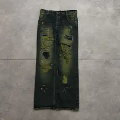 opium ワイドデニムパンツ 黒 リメイク y2k archive swag - メルカリ