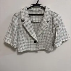 NICE CLAUP ツイード チェック 半袖 ジャケット