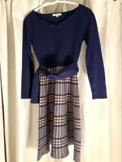 PROPORTION ネイビー Vネック ワンピース サイズ2