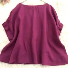 極美品✨ドアーズ 高級リネン100% フレンチスリーブブラウス 紫 Oneのサムネイル